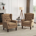 UIXE High Back Accent Chairs Set of 2, Upholstered Armchair in Fabric, Retro Wingback Arm Chair for Living Room, Comfy Single Sofa Bedroom Reading Seat with Solid Wood Legs - Brown-Ruum Studio Home