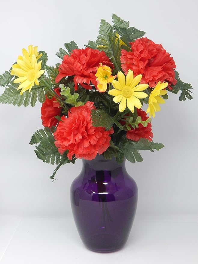 Floral Supply Online - 8" Rose Vase and Flower Guide Booklet - Decorative Glass Flower Vase for Floral Arrangements, Weddings, Home Decor or Office. (Purple)-Ruum Studio Home