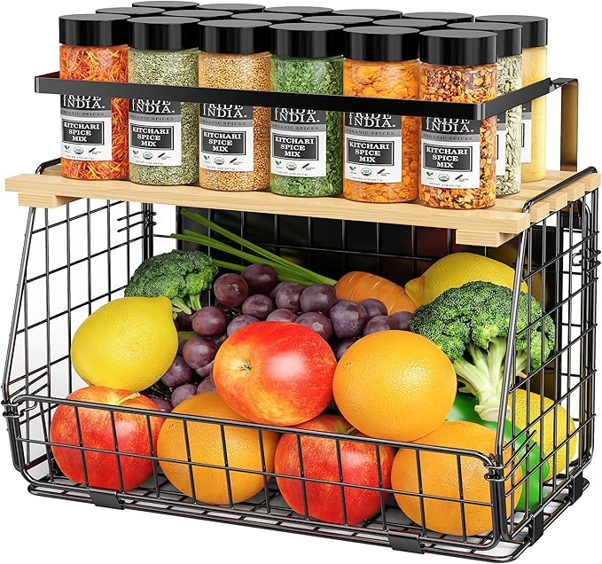 Magnetic Shelf for Fridge: Fruit Potato and Onion Storage Bin - Magnetic Spice Rack for Refrigerator & Kitchen Counter - Pantry Organizers and Storage-Ruum Studio Home