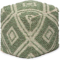 REDEARTH · Tufted Pouf Ottoman with Filler Textured Storage Cube Bean Bag Pouffe Footrest for Living Room, Bedroom, Nursery, Kidsroom; 100% Cotton (17.5"X17.5"X17.5", Solitaire Lozenge Kiwi)-Ruum Studio Home