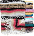 Del Mex Classic Mexican Blanket, Large Authentic Woven Falsa Throw (70"x50"), Artisan Southwest Décor for Beach, Yoga, Outdoors (Pink/Tan)-Ruum Studio Home