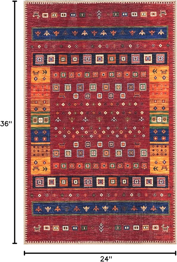 Keen Home Design 2x3 Rug - Machine Washable Entry Rug with Non-Slip Backing, Ideal for Enteryway, Kitchen, Bathroom, Laundry Room - Vintage, Easy Clean, Durable, Low Pile Rug - (2' x 3')-Ruum Studio Home