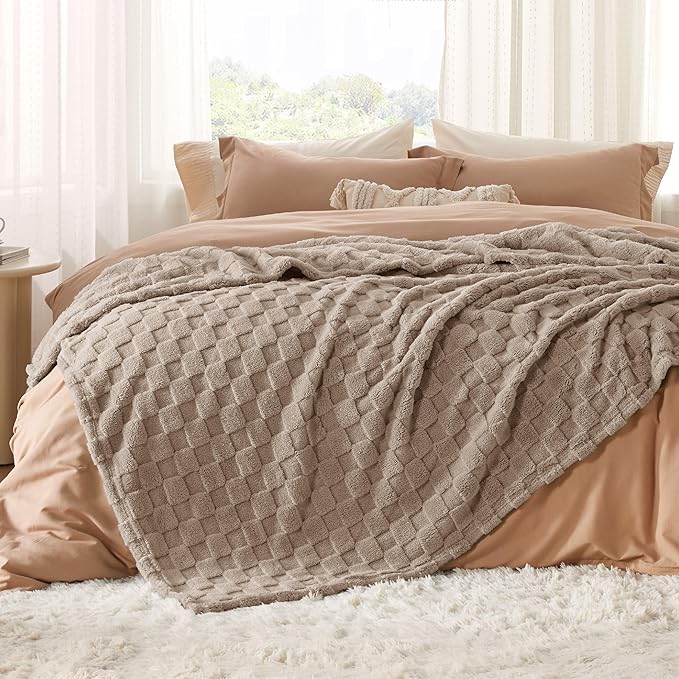 Bedsure GentleSoft California King Blanket for Bed - Super Soft Cozy Blankets for Women Men Girls, Large Fuzzy Fleece Throw for Bedroom Decor, Light Taupe, 102x96 Inches-Ruum Studio Home