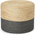 REDEARTH · Cylindrical Pouf Foot Stool Ottoman - Jute Braided Pouffe Poof Accent Sitting Footrest for Living Room, Bedroom, Nursery, Patio, Lounge & Other Rooms (Natural Gray, 18"x18"x14")-Ruum Studio Home