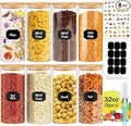 32 oz 8 Pcs Glass Jars with Bamboo Lids, Stackable Clear Food Storage Jars, Airtight Kichen Glass Pantry Storage Containers with Lids for Rice, Candy, Sugar, Flour, Nuts, Cookie, Coffee Bean-Ruum Studio Home