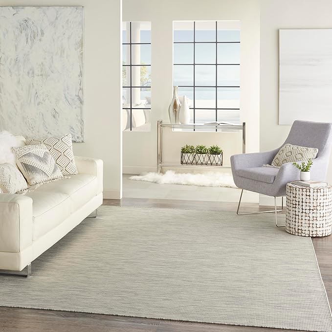 Nourison Home Positano 9' x 12' Light Grey Modern Indoor/Outdoor Rug Polypropylene-Ruum Studio Home