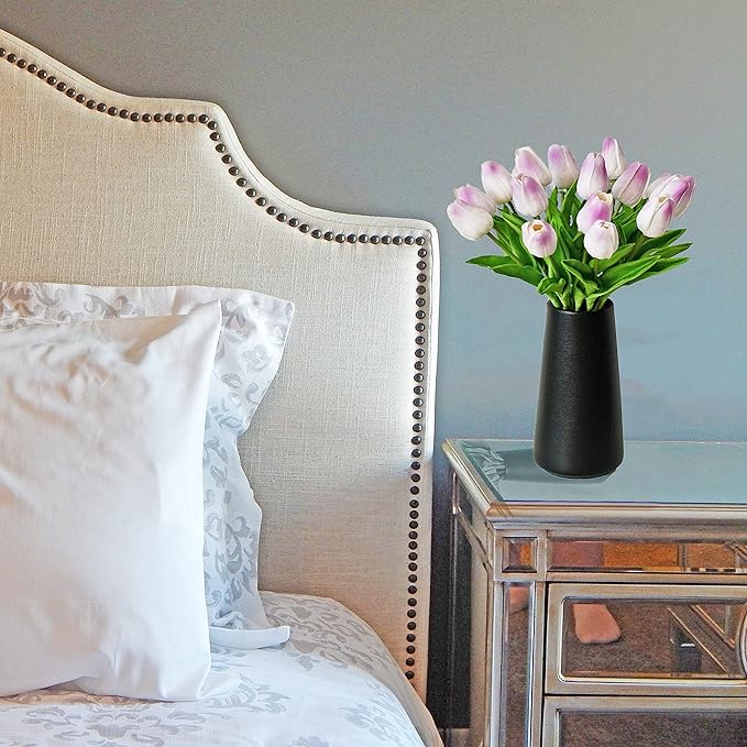 Mandy's Artificial Tulips 20 Stems Light Purple PU Faux Flowers for Wedding Home Decor 13.5 Inch-Ruum Studio Home