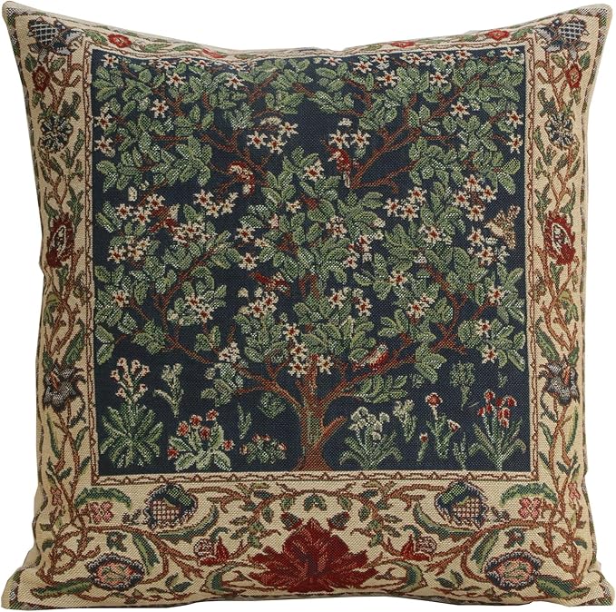 Charlotte Home Furnishings Throw Pillow Covers 16x16 in, Green Tree Decorative Couch Pillow Covers, Boho Decor European Tapestry Cushion Cases, Living Room Cozy Home Decor, Jacquard Woven Soft Cotton-Ruum Studio Home