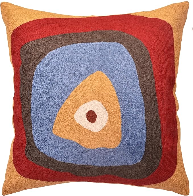 Kandinsky Modern Pillow Cover - Ruby Abstract Pillowcase Farmhouse Chair Contemporary Cushion Outdoor Pillowsham Mid Century Handmade Wool Size 18x18-Ruum Studio Home