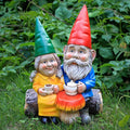 Garden Gnome Statue for Outdoor Decoration,Couple in Love Gnome Figurine for Patio Yard Lawn Outside Porch Decor,Garden Sculptures & Statues,Coffee Knome Romantic Forever Love-Ruum Studio Home