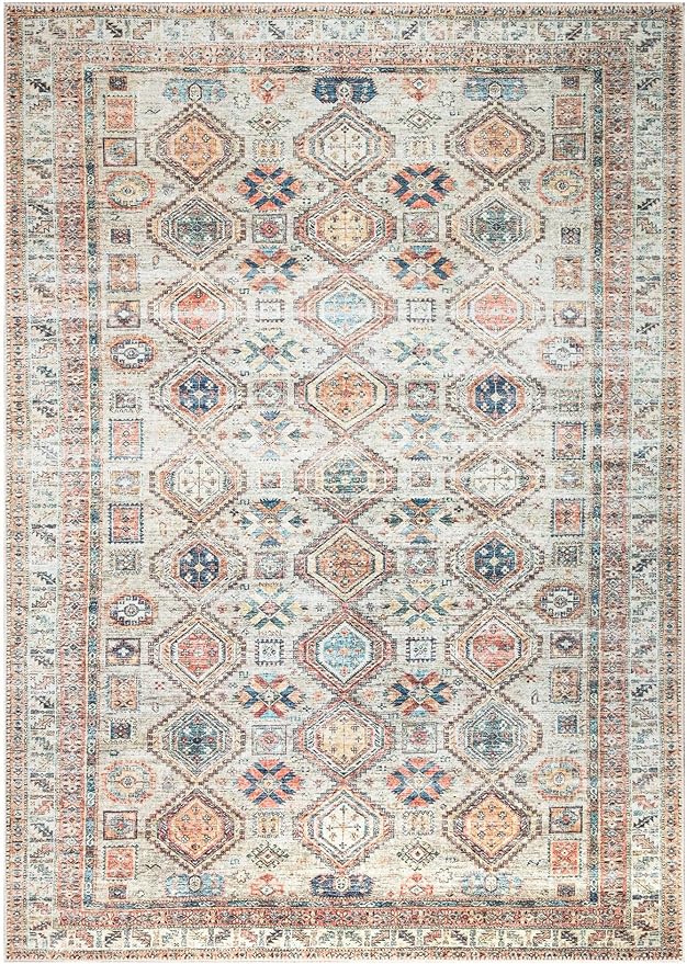 Keen Home Design 6x9 Rug - Machine Washable Area Rug with Non-Slip Backing, Ideal for Living Room, Dining Room, Bedroom - Vintage, Easy Clean, Durable, Low Pile Rug - (6' x 9')-Ruum Studio Home