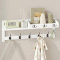 AMBIRD 26.57-Inch Wall Hanging Shelf With Coat Hooks - Entryway Wood Rack With 5 Dual Hooks, 3 Key Hooks, Mail Organizer and Key Holder (White)-Ruum Studio Home
