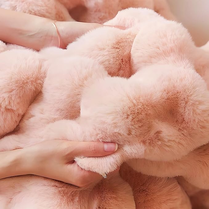 UKELER Large Fluffy Bed Blankets Throws Cozy Shaggy Faux Fur Blanket Soft Plush Thick Throw Blanket for Bed, Couch, Sofa, Office, Camping 60''x80'' Pink-Ruum Studio Home