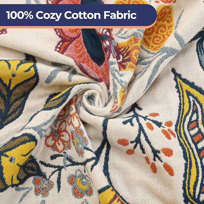 Boho Cotton Throw Blanket - Ultra-Soft Rustic Quilt for Bed, Home Decor & Travel - Large 60"x80" Muslin Blanket - All-Season Lightweight Bedspread & Throw for Women & Moms-Ruum Studio Home