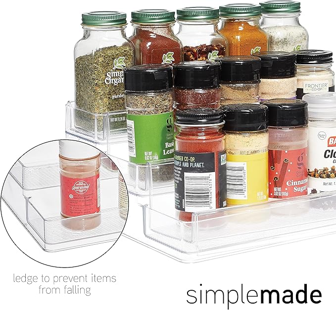 SIMPLEMADE 3-Tier Spice Rack Organizer - Versatile Storage Shelf for Kitchen, Bathroom, Bedroom & Office, Set of 2, Expandable Clear-Ruum Studio Home