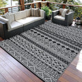 GAOMON Reversible Outdoor Rug 9'x18' Waterproof Plastic Straw Rug, Patio Rug, Large Modern Area Rug Carpet, Indoor Outdoor Rugs for Camping, Porch, Deck, Balcony, Backyard, Black/White(Bohemia)-Ruum Studio Home