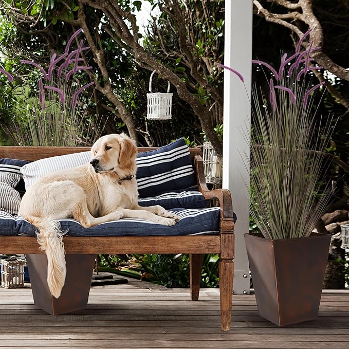 KOL Artificial 5ft 2-Pack Horsetail Reed Grass, 59in Tall Artificial Indoor Outdoor Fake Grass Plant, Home Office Décor Artificial Plants in Pot Faux Plant Greenery, Wedding Decor, Purple-Ruum Studio Home