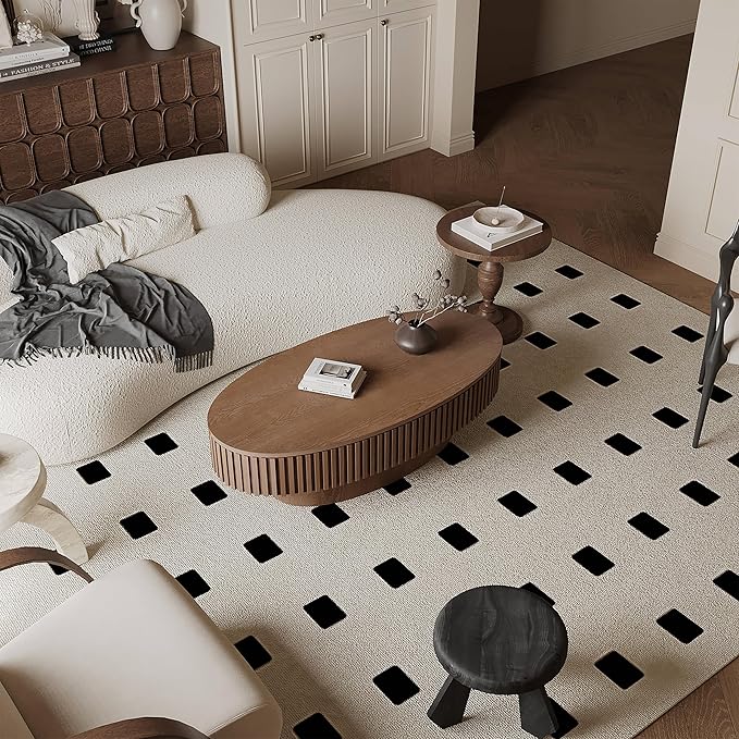 47.2''Oval Coffee Table with Storage, Mid Century Modern Fluted Drum Center Tables with Lid, Solid Wood Side Pedestal Coffee Table Tea Table for Living Room, Bedroom, Apartment-Walnut-Ruum Studio Home