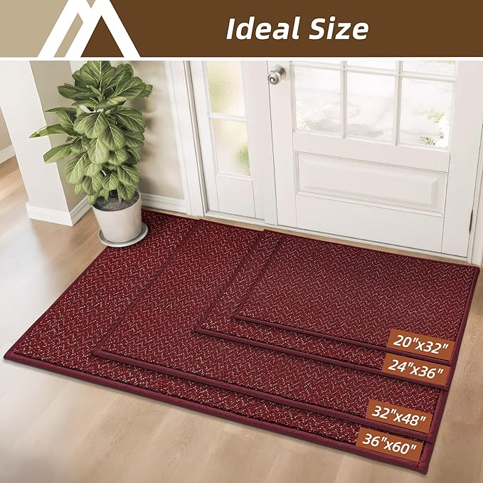 COSY HOMEER-Door-Mat 32"x48" Non Slip Absorbent Entryway Rugs Dirt Trapper Doormats Washable Entrance Mats Low Pile Welcome Floor Mat for Front Back Door and Entry Mats,Red-Ruum Studio Home