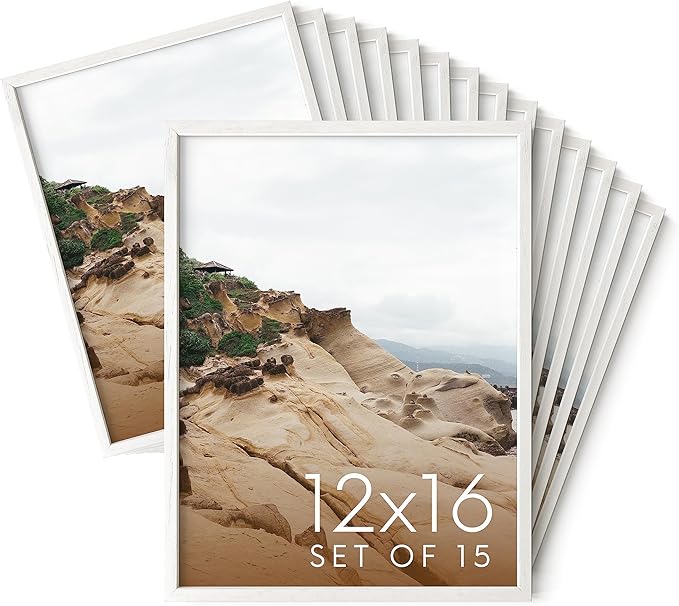 Haus and Hues 12x16 White Oak Wood Picture Frames Set of 15 - Premium Bulk Picture Frames 12x16 Bundle - Elegant Gallery Wall Frame Set for Posters, Art Display - Ideal for Wall Decor in Home & Office-Ruum Studio Home