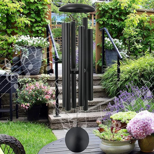 ASTARIN 45 in Memorial Wind Chimes Large with 6 Heavy Tubes, Large Deep Tone Wind Chimes Outdoor for Garden Hanging Décor,Sympathy Gifts. Black-Ruum Studio Home
