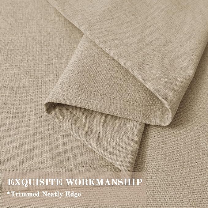 100% Blackout Linen Textured Drapes for Bedroom Pinch Pleated Curtains for Track System Portable Drapery for Sliding Glass Door/Storage/Space Room Divider, 70" Wx84 L, 1 PC, Sand Beige-Ruum Studio Home