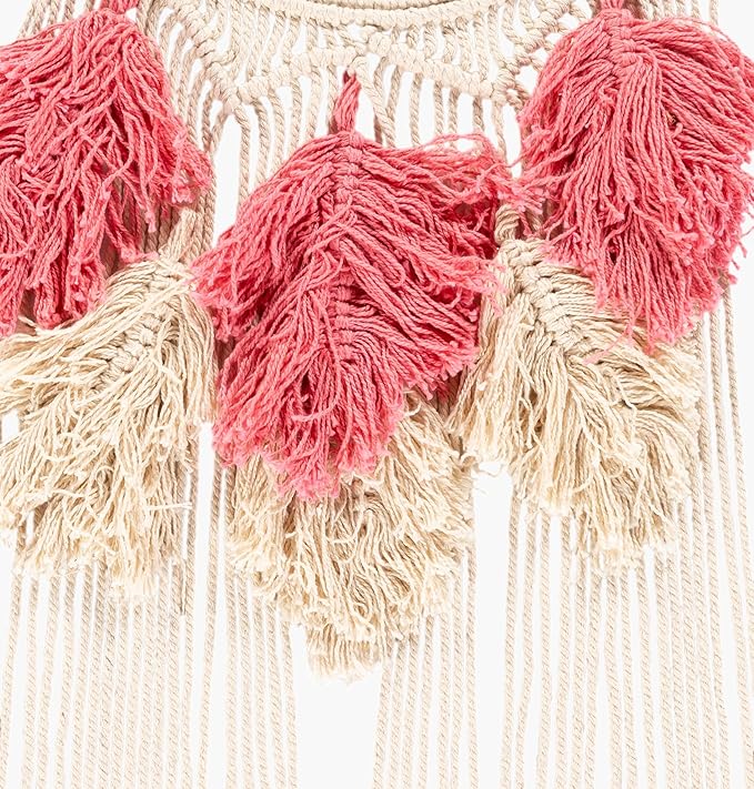 Mark&Day Wall Hanging, Tosens Bohemian/Global Farmhouse Bright Pink Tapestry Wall Hanging for Living Room, Bedroom, Office or Kitchen (32"H x 11"W)-Ruum Studio Home