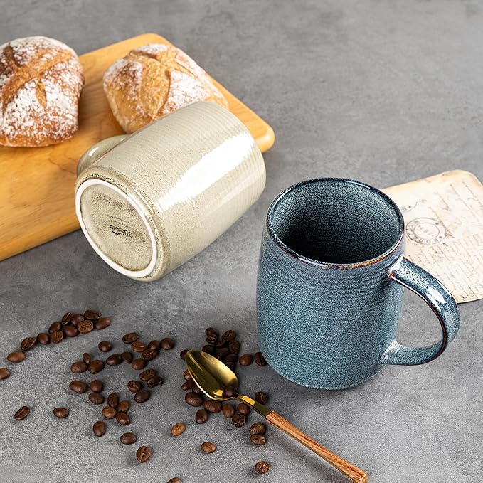 GBHOME Large Ceramic Coffee Mugs Set of 6, 18oz Handmade Stoneware Coffee Mugs Set for Latte/Cappuccino/Hot Cocoa, Dishwasher & Microwave Safe, Multi-Color-Ruum Studio Home