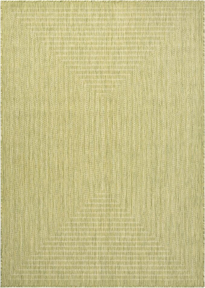 Adiva Rugs Outdoor Indoor Area Rug, Weather Resistant, Easy to Clean, Stain Resistant Floor Mat for Dining Room, Backyard, Deck, Patio (Olive Weiss, 2'6" x 7')-Ruum Studio Home