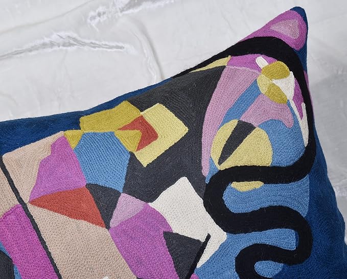 Wool Cotton Blend Abstract Flow Plush Pillow Cover - 18x18, Indoor and Outdoor-Ruum Studio Home