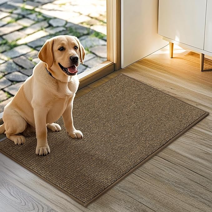 JSEI Dirt Trapper Door Mat 20"x32" Non-Slip Washable Entrance Mat, Dog Doormats, Absorbent & Fade-Resistant Floor Mats, Low Profile Welcome Mats for Entryway, Front Door, and Inside Entrance, Brown-Ruum Studio Home