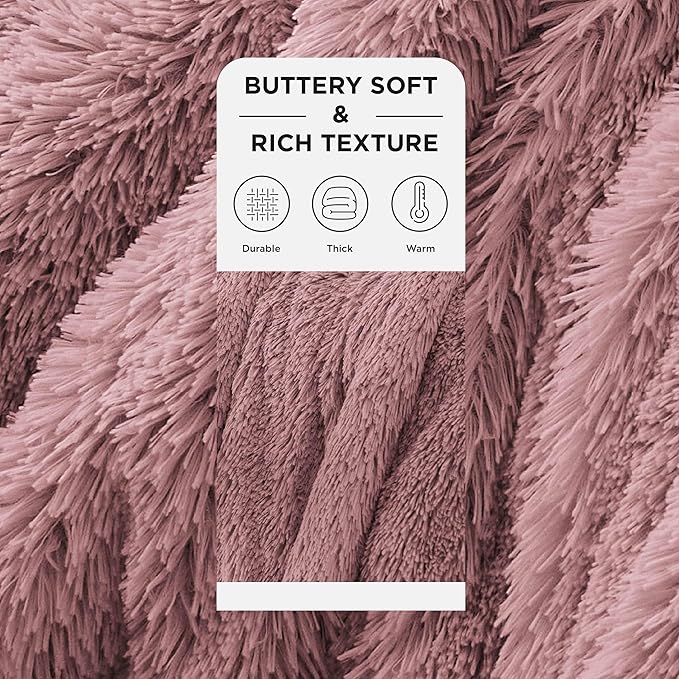 Bedsure GentleSoft Fluffy Dusty Pink Throw Blanket Gifts for Women, Girls, Soft Fleece Cozy Fuzzy Sherpa Plush Warm Minky Thick Faux Fur Throws for Couch, Dark Pink Decor Blanket Gifts for Her, 50x60-Ruum Studio Home