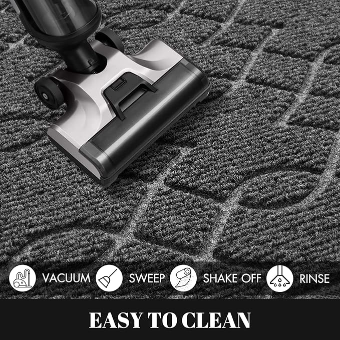 Yimobra Front Door Mat Outdoor Indoor 36x24, All-Season, All-Weather, Heavy Duty Welcome Door Mats Outside Entrance, Non Slip Porch Patio Entrance Mat, Black Gray-Ruum Studio Home