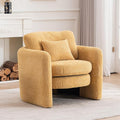 Chenille Accent Armchair Oversize Upholstered Barrel Comfy Modern Round Lounge Sofa Chair with Pillow Cozy Reading Chairs for Apartment,Office,Living Room,Dining,Makeup,Club,Yellow-Ruum Studio Home