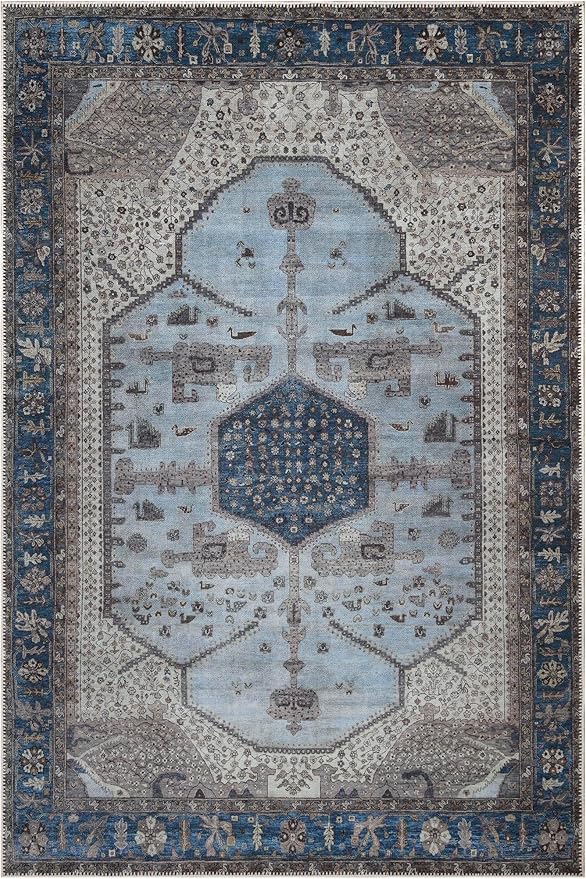 Keen Home Design 4x6 Rug - Machine Washable Area Rug with Non-Slip Backing, Ideal for Living Room, Dining Room, Bedroom - Vintage, Easy Clean, Durable, Low Pile Rug - (4' x 6')-Ruum Studio Home