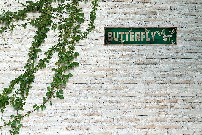 Vintage Tin Sign Retro Metal Butterfly Street Signs Stylish Wall Art Plaques for Home Decor Bathroom Kitchen House and Gothic Wall Decor or as a Unique Poster 16x4 in-Ruum Studio Home