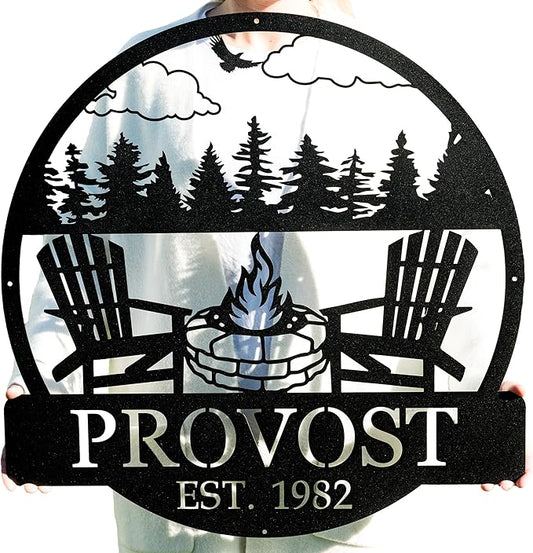 Custom Campfire Sign | Metal Outdoor Sign | Camper Decor | Personalized Camping Gifts | Fire Pit Sign | Outdoor Decor Cabin Sign | Campsite Sign-Ruum Studio Home