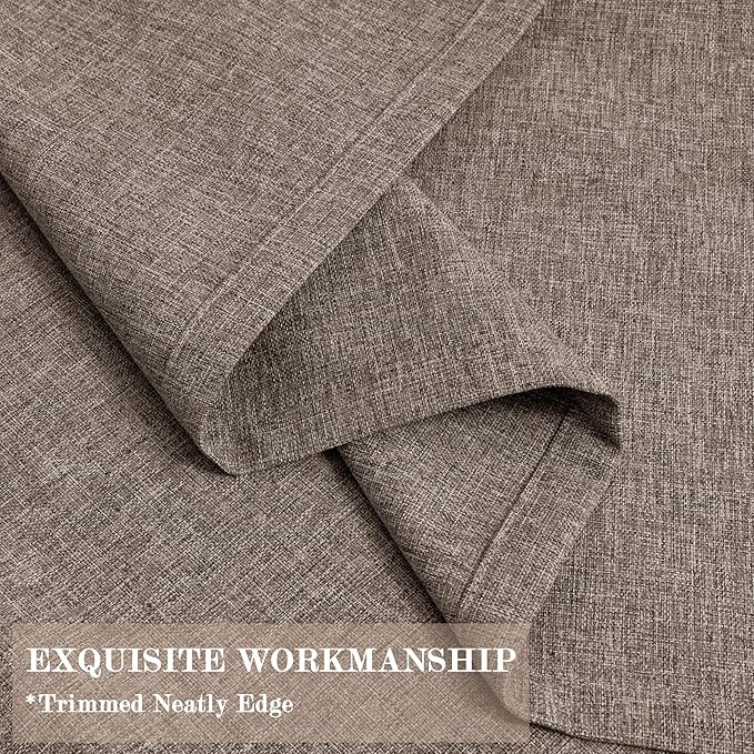 100% Blackout Linen Textured Drapes for Bedroom Pinch Pleated Curtains for Track System Portable Drapery for Sliding Glass Door/Storage/Space Room Divider, 70" Wx96 L, 1 PC, Light Brown-Ruum Studio Home