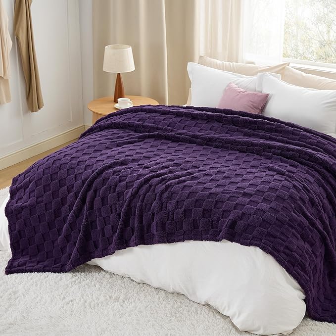 Bedsure GentleSoft Blankets Queen Size for Bed - Super Soft Cozy Blanket for Women Men Girls, Large Fuzzy Fleece Throw for Bedroom Decor, Purple, 90x90 Inches-Ruum Studio Home