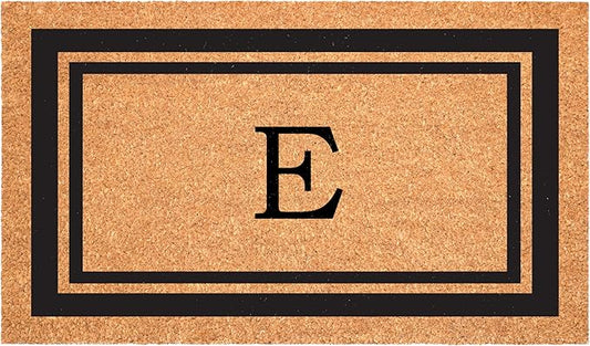Calloway Mills 152961830E Black Border 18" x 30" Monogram Doormat, (Letter E)-Ruum Studio Home
