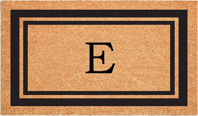 Calloway Mills 152962436E Black Border 24" x 36" Monogram Doormat, (Letter E)-Ruum Studio Home