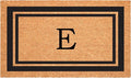 Calloway Mills 152962448 Black Border 24" x 48" Monogram Doormat (Letter E)-Ruum Studio Home