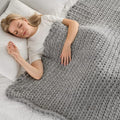 Maetoow Tighter Version Chenille Chunky Knit Blanket Throw （40×50 Inch）, Handmade Warm & Cozy Blanket Couch, Bed, Home Decor, Soft Fleece Banket, Boho Thick Blankets and Giant Yarn Throws，Light Grey-Ruum Studio Home