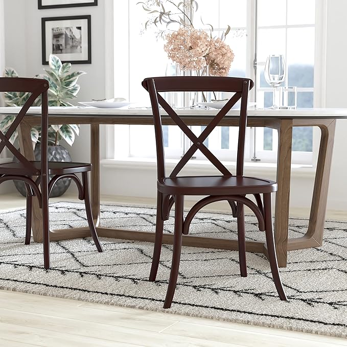 EMMA + OLIVER 2-Pack Walnut X-Back Chair-Ruum Studio Home