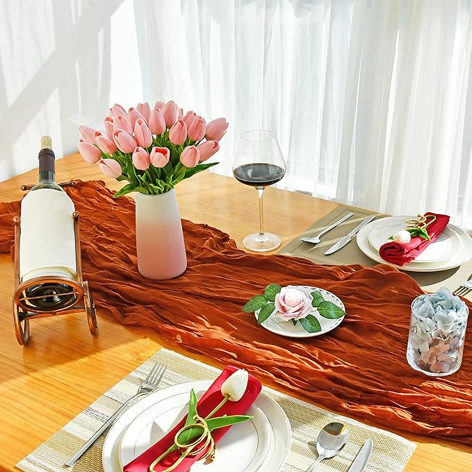 Mandy's Artificial Tulips 28 Stems Light Pink with Gradient Pink Vase PU Faux Flowers for Wedding Home Decor 13.5 Inch-Ruum Studio Home