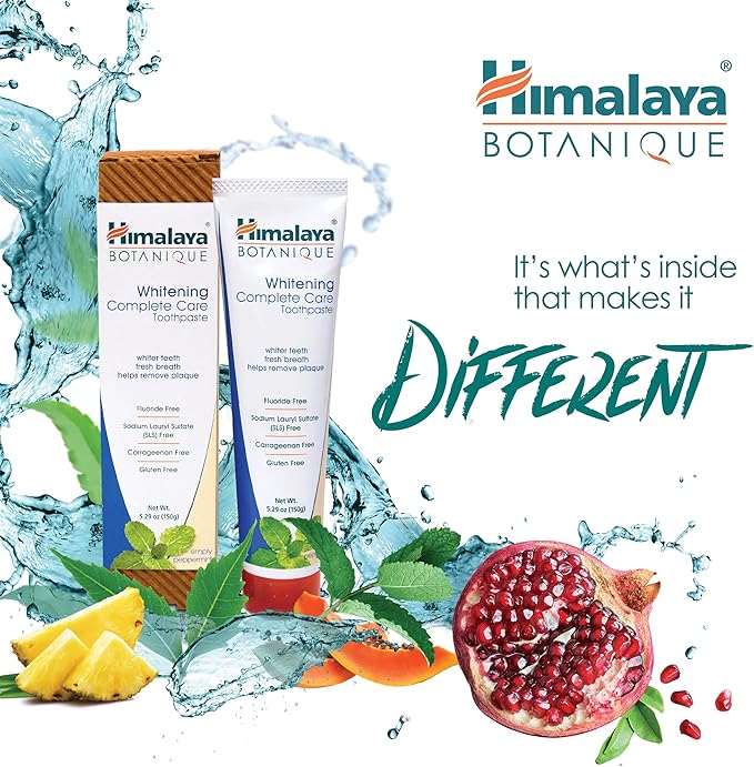 Himalaya Botanique Complete Care Whitening Toothpaste, Simply Peppermint, Fluoride Free for a Clean Mouth, Whiter Teeth and Fresh Breath, 5.29 oz, 4 Pack-Ruum Studio Home