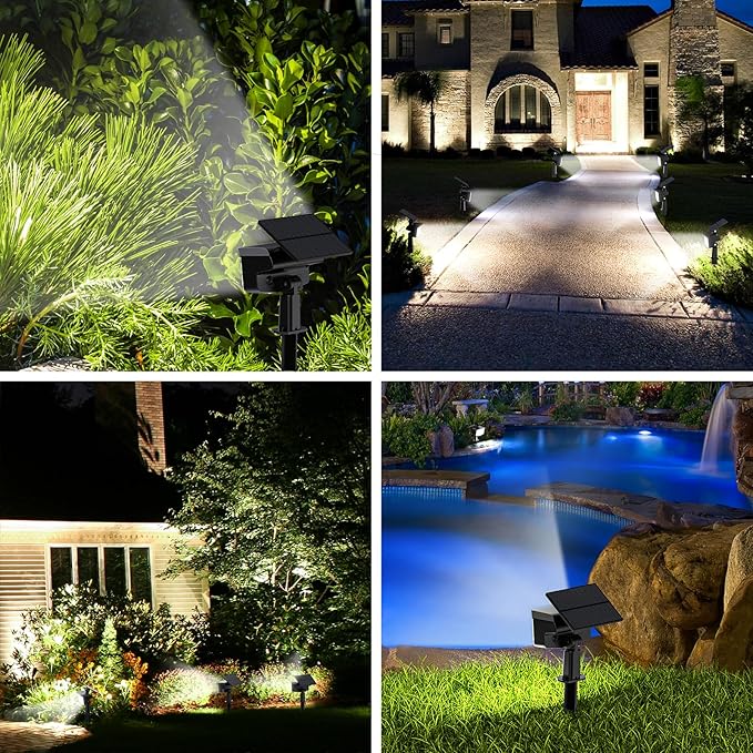 WELALO Solar Spot Lights Outdoor, [2 Pack/3 Modes] Solar Landscape Spotlights, Adjustable Solar Powered Security Lights, IP65 Waterproof Wall Lights for Walkway, Yard, Garden, Driveway (Cool White)-Ruum Studio Home