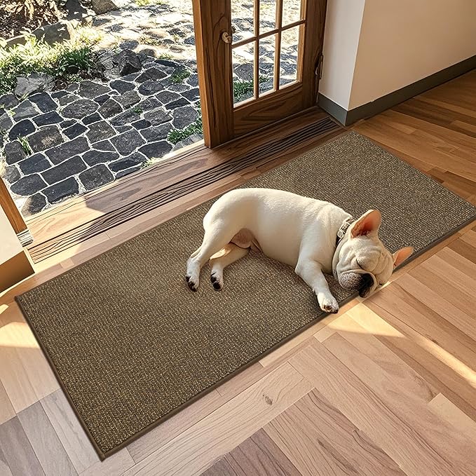 JSEI Dirt Trapper Door Mat 24"x60" Non-Slip Washable Entrance Mat, Dog Doormats, Absorbent & Fade-Resistant Floor Mats, Low Profile Welcome Mats for Entryway, Front Door, and Inside Entrance, Brown-Ruum Studio Home