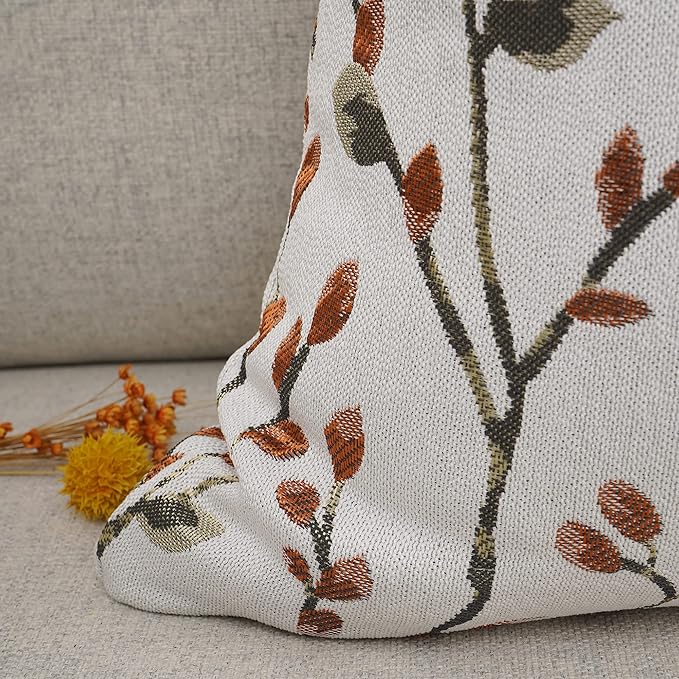 YOUR SMILE Classical Embroidery Jacquard Orange Square Decorative Throw Pillow Case Cushion Cover,12x20 inch-Ruum Studio Home