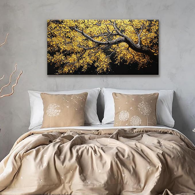 Canvas Wall Art Decor Painting Gold Tree Plants Abstract Wall Decor Botanical Modern Wall Art Print Paintings Decorations Artwork Pictures For Bedroom Living Room Home Office Artwork 20"×40"-Ruum Studio Home